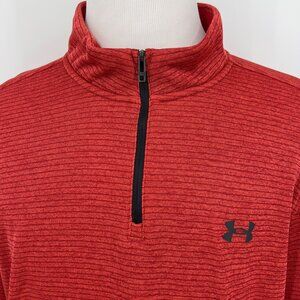 Under Armour Golf Storm Men's 2XL 1/4 zip Pullover Sweatshirt Orange Black Strip
